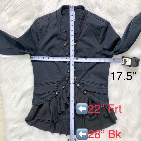 SOLD-Free People High Low Military Navy Jacket - Picture 6 of 8